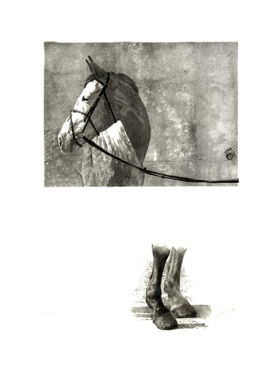 Lithographie d'Alain Ménégon Cheval
