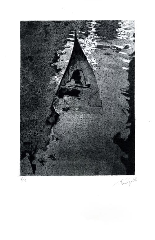 Lithographie d'Alain Ménégon Venezia Gondole