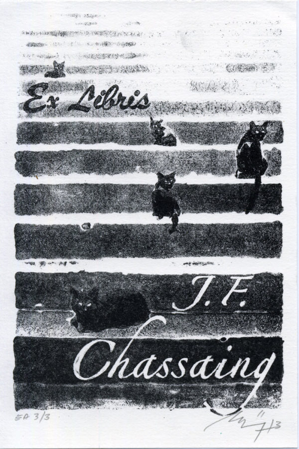 Lithographie Alain Ménégon Ex libris Chassaing