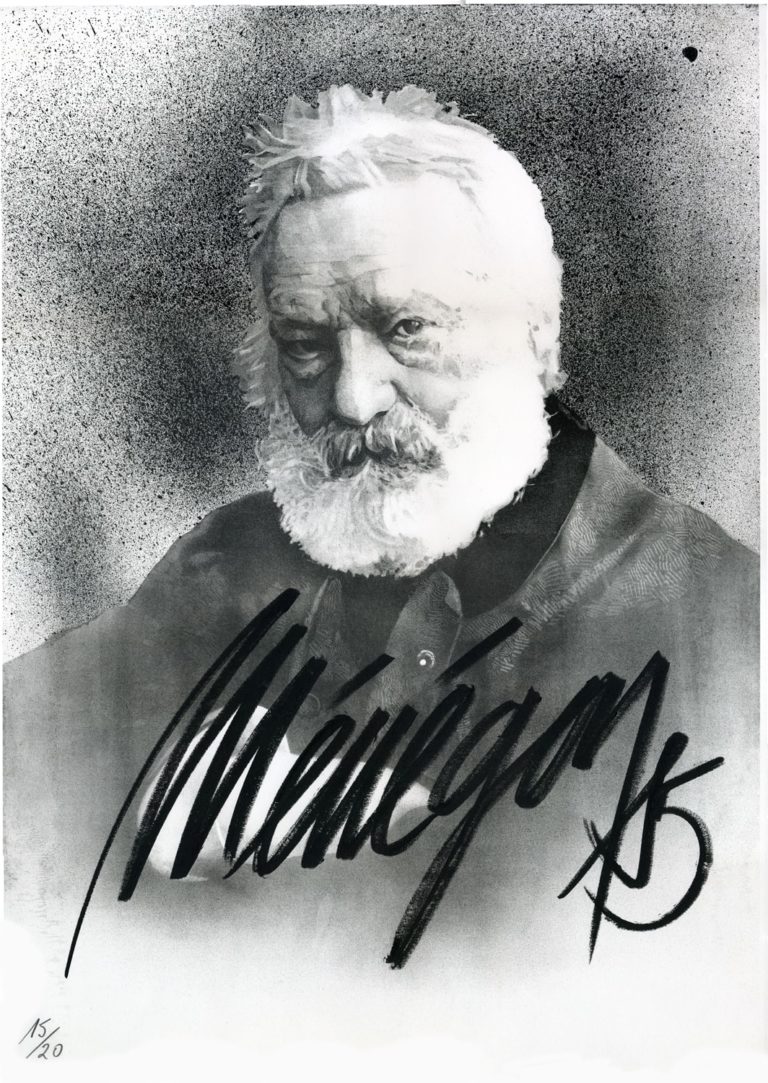 Lithographie Alain Ménégon Portrait Victor Hugo